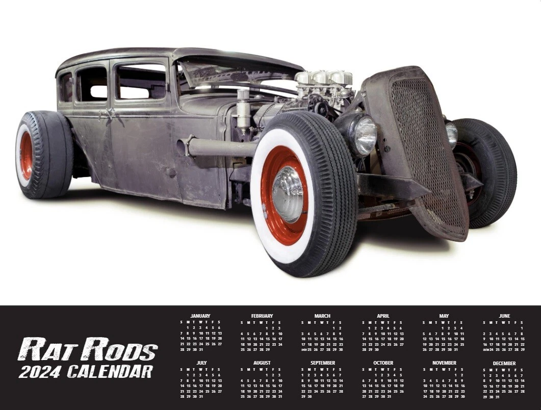 2024 RAT RODS WALL CALENDAR vintage ford chevy dodge chrysler mopar car  truck | eBay