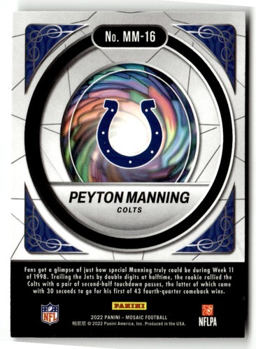 2022 Panini Mosaic #MM-16 Peyton Manning Men of Mastery - Picture 2 of 2
