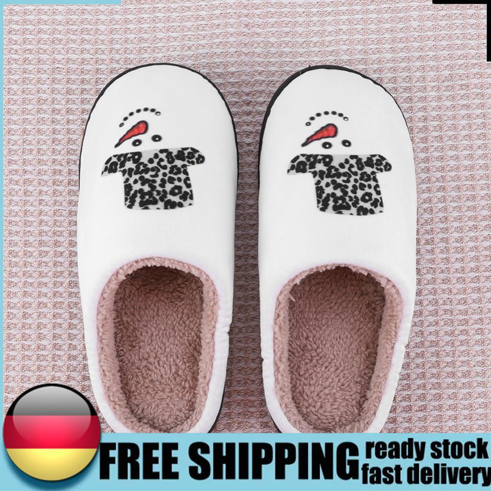 APL Christmas Snowman Slippers Comfortable Cute Furry Slippers for Indoor Bedroom