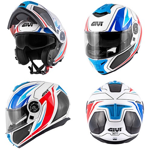 CASCO MODULARE MOTO GIVI X21 SHIVER ROSSO BLU LUCID CON VISIERA INTERNA  FUME P/J | eBay