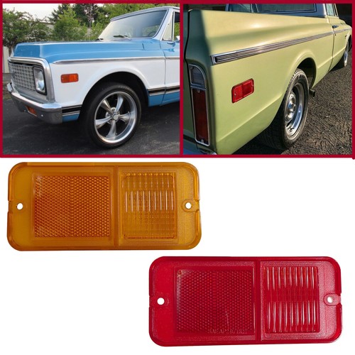 For 1968-1972 Chevy GMC Truck Pickup Front Amber Rear Red Side Marker Light Lamp - Picture 2 of 6