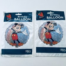 LOT of 2 Disney Mickey Mouse Happy Birthday Mylar Balloons Party Decoration NEW