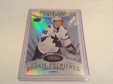 14-15 2014-15 TRILOGY CHRIS TIERNEY RADIANT BLUE ROOKIE LEVEL 1 /499 127 SHARK
