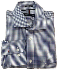 TOMMY HILFIGER MEN'S REGULAR FIT MINI SQUARE SHIRT BLUE, 15-15.5 34/35 NWT