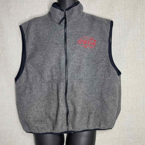 Vintage Coca Cola Vest Men XL Gray Full 