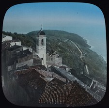 Photo SUMIT OF ROQUEBRUNE CAP MARTIN FRANCE C1891 Magic Lantern Slide TINTED