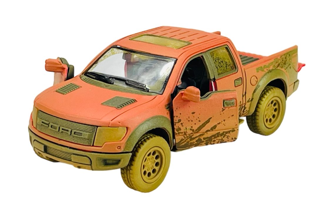 KINSMART 2013 FORD F150 SVT RAPTOR SUPERCREW RED WITH MUD 146 DIE