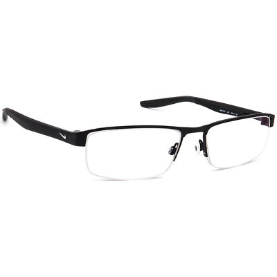 Nike Men's Eyeglasses 8137 001 Matte Black Half Rim Frame 55[]17