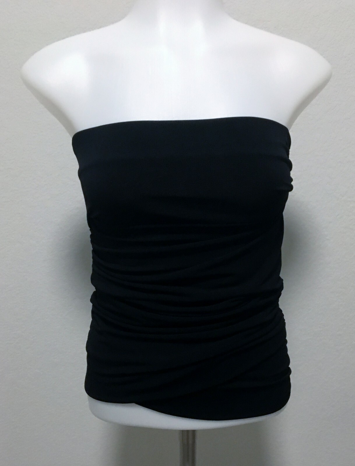 BCBGeneration Strapless Draped Black Top Stretch … - image 1