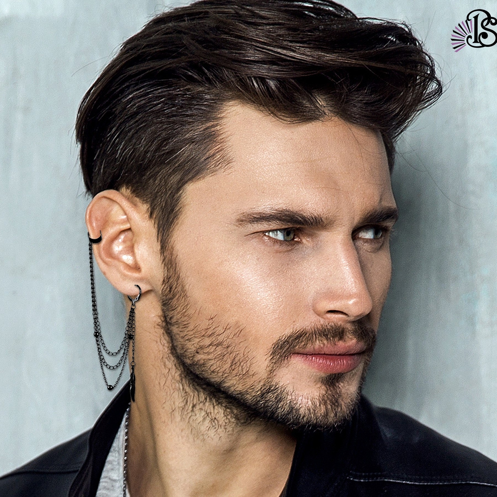 2pcs Tassel Ear Cuff Crawler Climber Earrings Small Hoop Feather Leaf