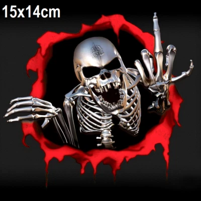 Totenkopf Aufkleber Skelett Mittelfinger Skull Autoaufkleber Schädel Sticker Neu - Bild 1 von 4