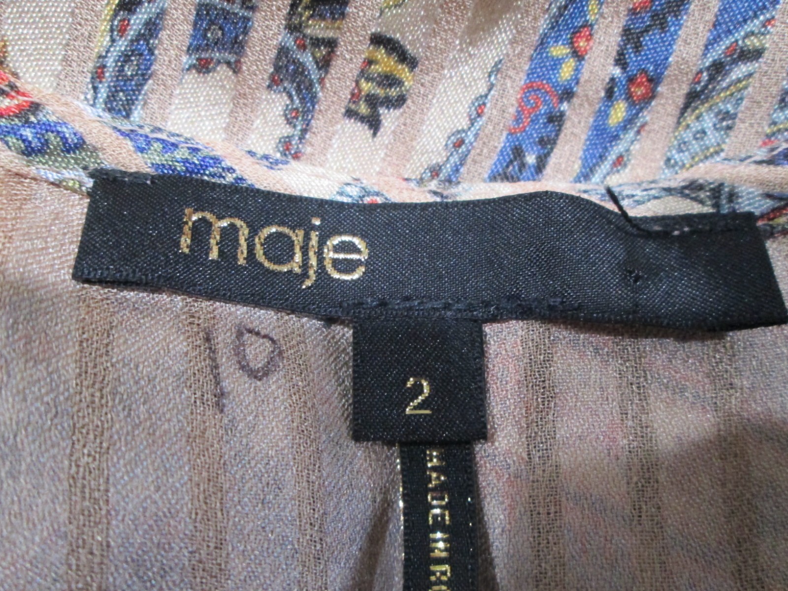 MAJE Rachel Paisley Smocked Waist Asymmetrical Maxi Dress Size 2