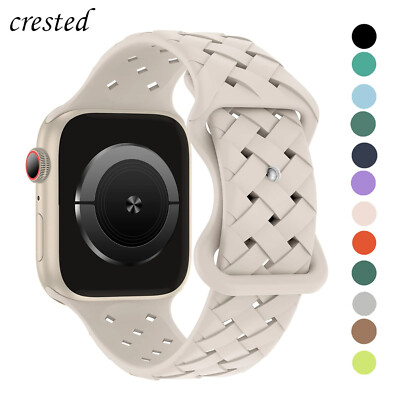 Watch Strap For Apple iWatch Silicone Band 5 6 7 8 9 SE breathable woven design