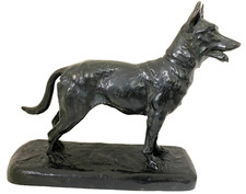 Early 20th Century Bronze German Shephard Figure by GASTON D'ILLIERS