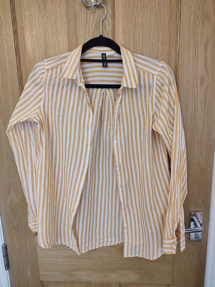 H&M Divided Pinstripe Stripe Pastel Orange Collar Smart Fitted Tailored
