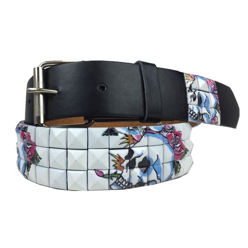 Metal Studded Leather Stud Designed Belt Pyramid Punk Rock Mens Womens Gift - Picture 22 of 27