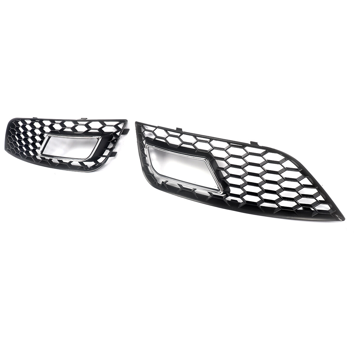 Pair Honeycomb Style Fog Light Cover For 2013-2016 Audi A4 B8.5 Standard Bumper