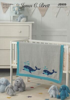 James Brett Doppel Strickmuster Baby Kinder Wal Design Decke JB909