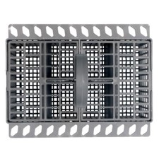 Cestello Portaposate Universale Per Lavastoviglie - Ricambio In Plastica Grigia, 24x14x12 Cm, 7 Scomparti, Compatibile Con KitchenAid, Whirlpool, Bosch, Kenmore