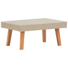 Coffee Table Beige PE Rattan Medium Lightweight Coffee Table