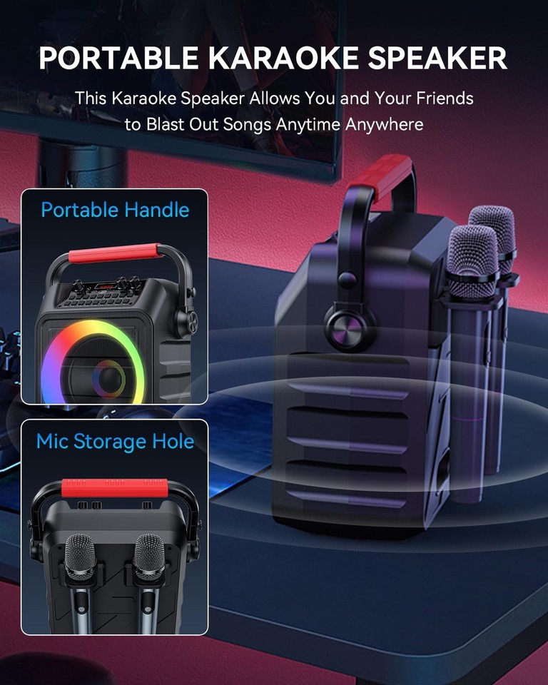Karaoke Mchine,Karaoke Machine for Adults & Kids,Karaoke Speaker with 2