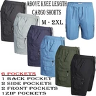 Mens Elasticated Cargo Shorts Summer Casual Cotton Combat Pants New M - 2XL