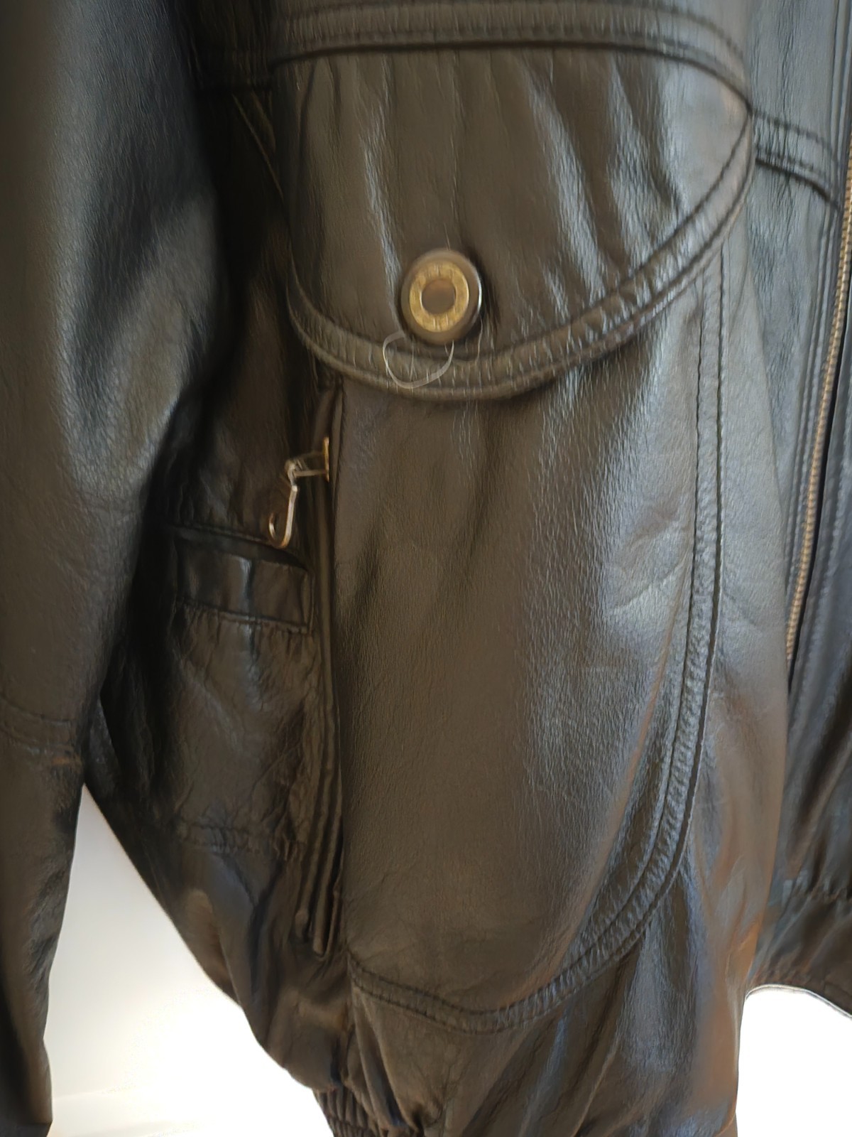 PL BASIC LINE MEN BLACK LEATHER JACKET SIZE 50 ( … - image 3