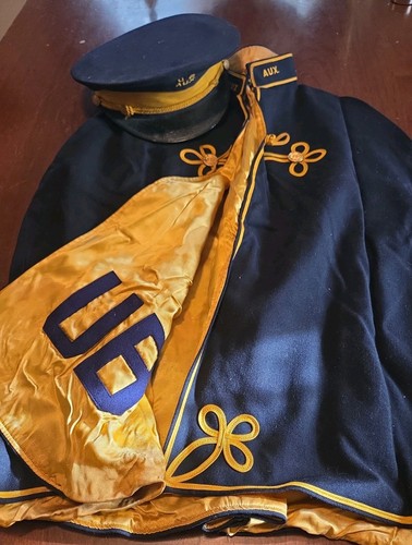 Fire Department Auxiliary Cape & Cap American Uniform Antique Gold Braid