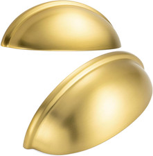 10 Pack 3 Inch Brushed Gold Cup Drawer Pulls Gold Cabinet Handles Gold Cabinet P