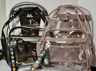  Two  Summit Ridge Back Packs Black&Clear-Rose&Clear New W/Tags