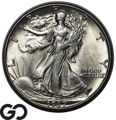 1937-D Walking Liberty Half Dollar, Scarce Date This Nice, Gem BU++ Better Date!