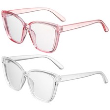 2pcs Sunglasses for Women, PC Anti-Blue Light, Transparent Pink  Transparent