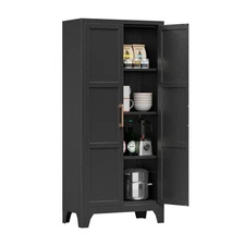61"H Kitchen Pantry Storage Cabinet Cupboard Metal Storage Organizer w/ Shelves