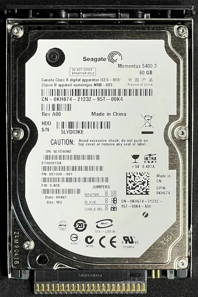 Seagate 2.5 in Form Factor 80 GB Storage Capacity Internal 5400