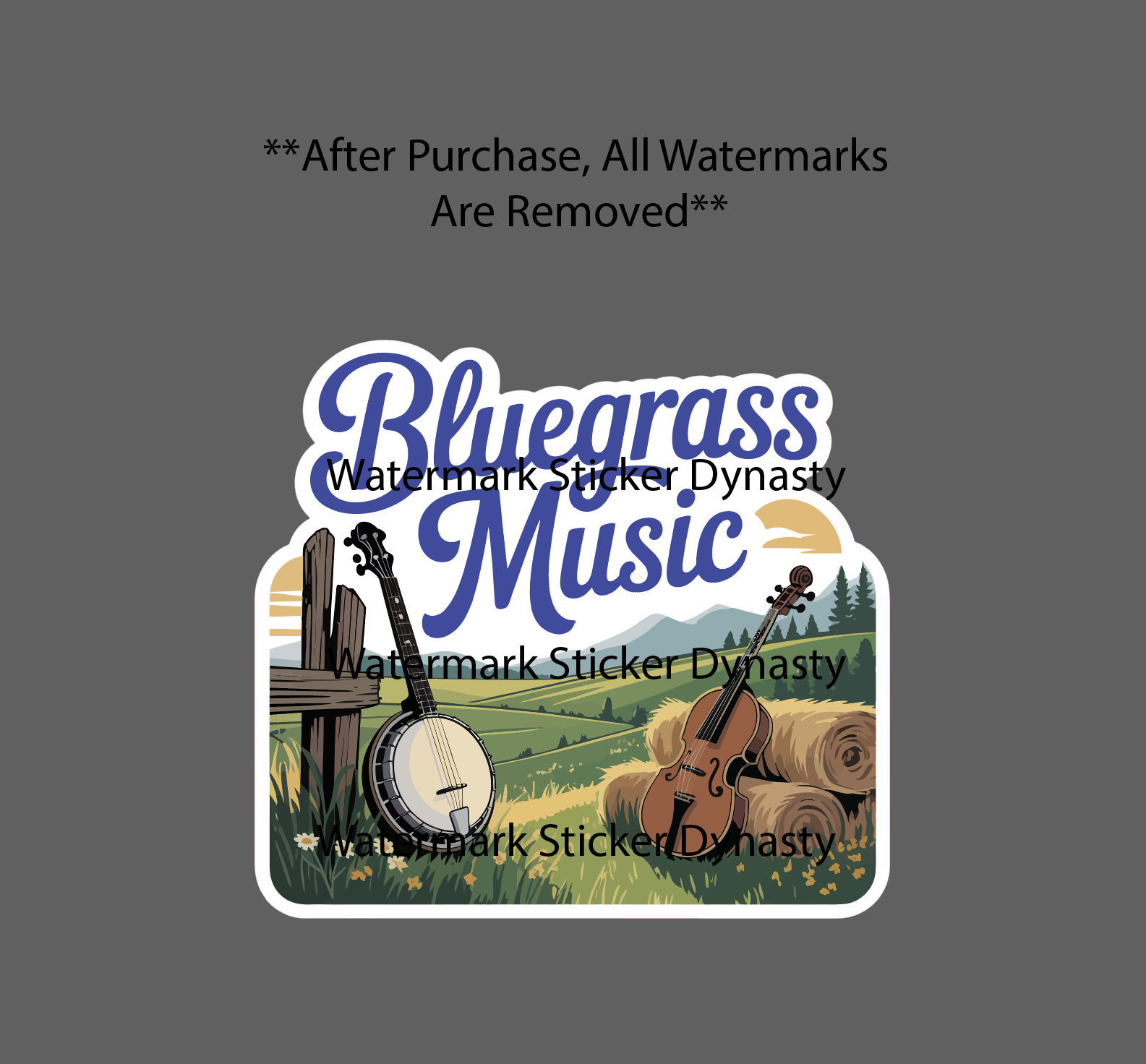 Bluegrass Music Sticker Waterproof Decal Banjo Fiddle Violin Country ...