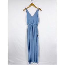 Lulus Lost In Paradise Side Slit Open Back Maxi Dress Women's XS Slate Blue