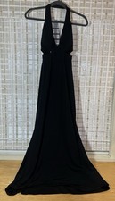 Jovani Black Evening Gown Halter Neck Side Cut Outs Size 0