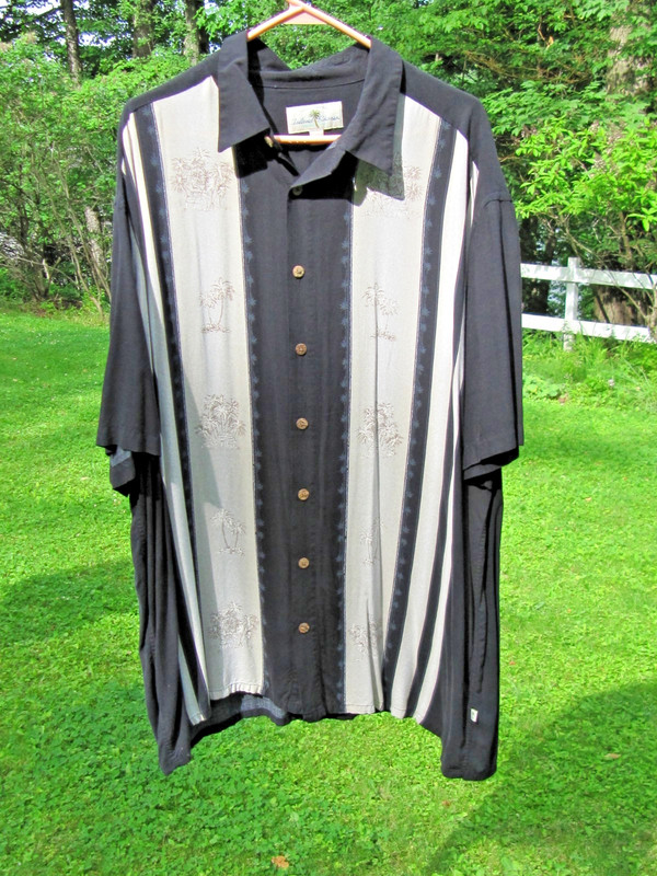 Island Shores Mens  Black Rayon Short Sleeve Button Front Camp Shirt Size 2XLT