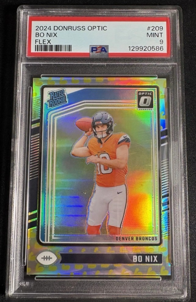 2024 Panini Donruss Optic Bo Nix /149 Flex Emoji Prizm Rookie #209 PSA 9 RC