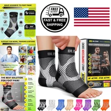 Compression Socks for Plantar Fasciitis Heel Pain Relief Ankle Support Black S-M