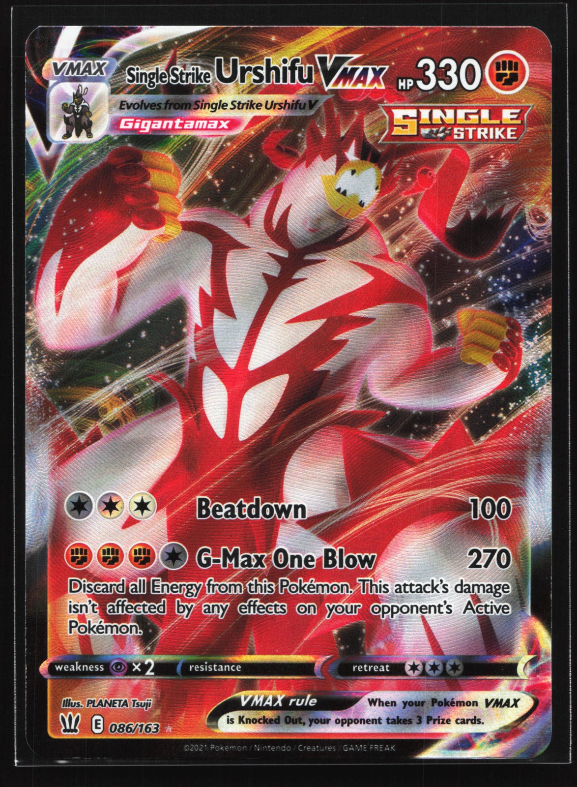 Single Strike Urshifu VMAX 086/163 SWSH05: Battle Styles Ultra Rare Pokemon Card