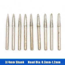 3/4mm Shank Diamond Grinding Heads Burr Drill Bits Jade Stone Carving Tools