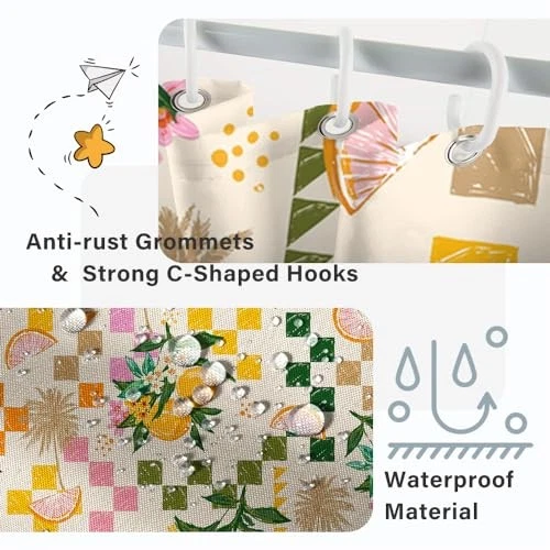 Cortina de Ducha, Frutas Amarillas y Verdes Ducha 72"W x 72"L (Pack de 1) Limón Foto 3 de 4