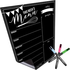 16x12-Inch Chalkboard Weekly Menu Magnetic Meal Planner for Refrigerator