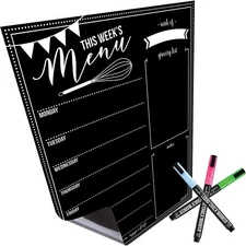 16x12-Inch Chalkboard Weekly Menu Magnetic Meal Planner for Refrigerator