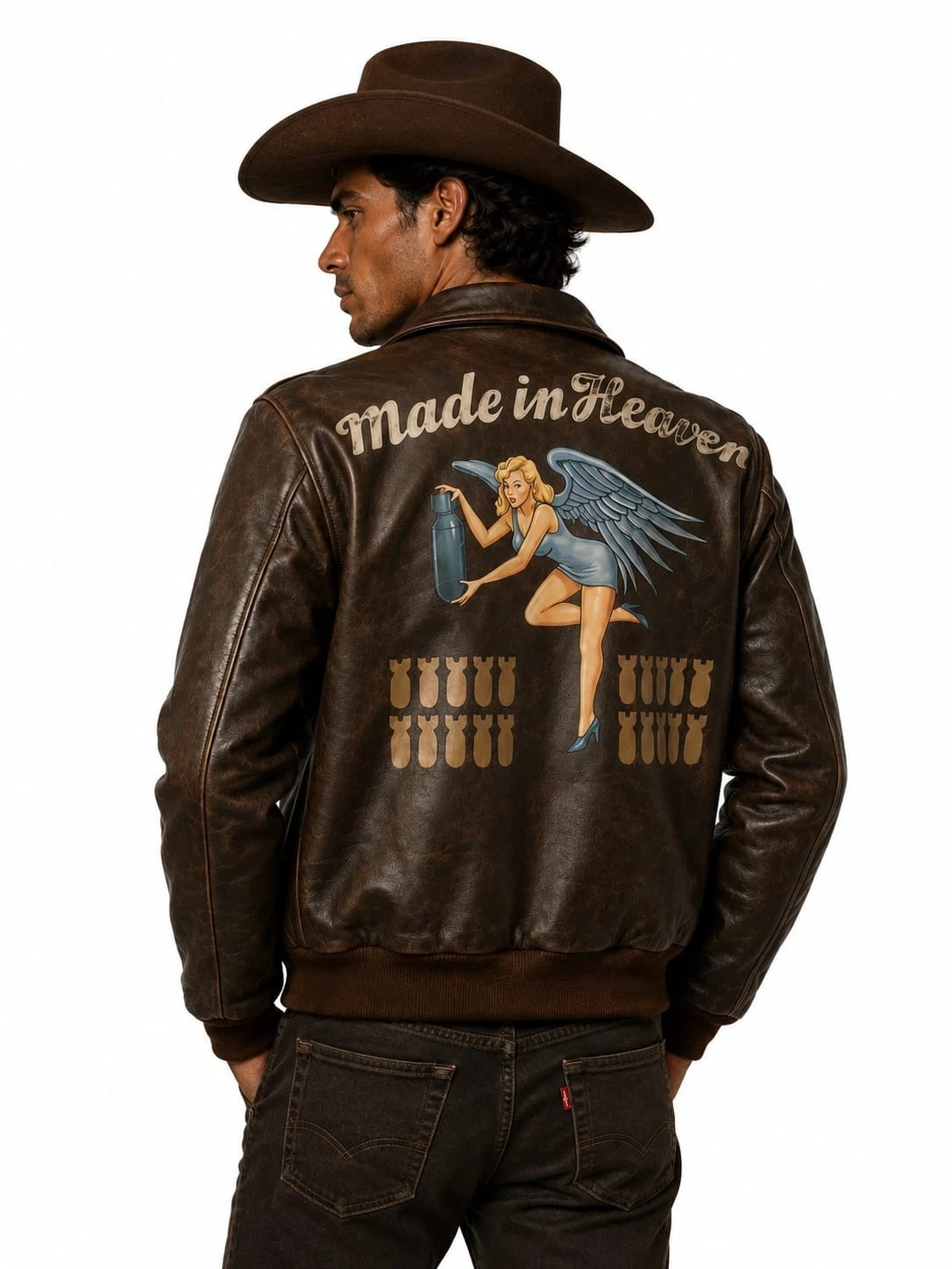 Chris Redfield Resident Evil "Made in Heaven" Real Leather Bomber Jacket Cosplay image 1
