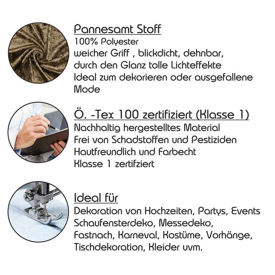 Pannesamt Samt Stoff Meterware Bekleidung Kostüm Panné 140cm Breit Fasching Deko - Bild 4 von 4