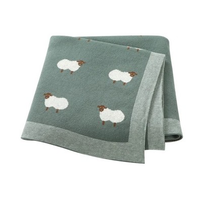 Gestrickte Babydecke mit Schaf Design | Weiche Baumwolle Baby Swaddle | Warm...
