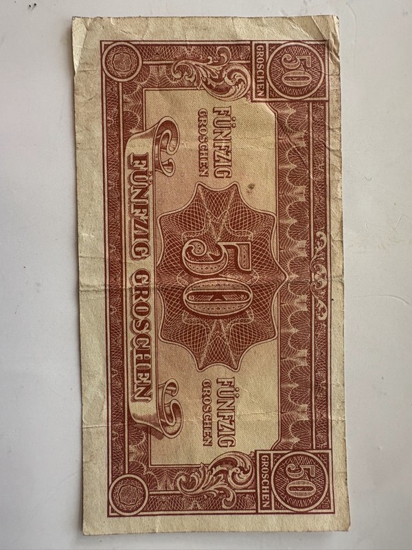 Austria 50 Groschen Banknote 1944 Allied Military Authority, Circulated