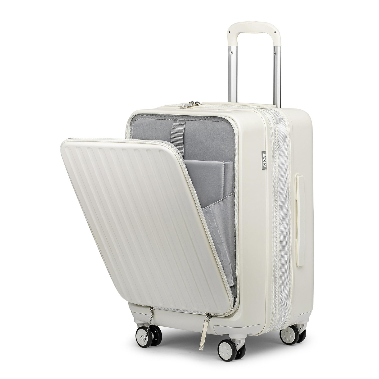 Hardside Carry On Luggage with Laptop Compartment (White, Ca